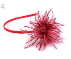 Kraftika 1ks červená saténová čelenka do vlasů s květem, čelenky