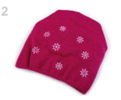 Kraftika 1ks pink dívčí zimní čepice s vločkami, svěšená, dětské