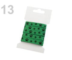 Kraftika 1karta fern green rypsová stuha potisk tlapky šíře 10mm