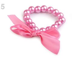 Kraftika 1ks 5 růžová perlový náramek s mašlí