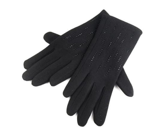 Kraftika 1pár vel.l) černá dámské úpletové rukavice s kamínky