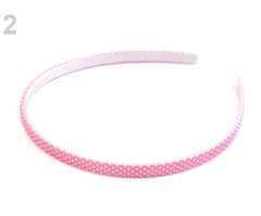 Kraftika 1ks růžová střední plastová čelenka do vlasů s puntíky