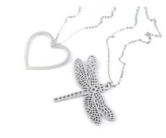 Kraftika 2ks ix variant náhrdelník srdce, vážka z nerezové oceli