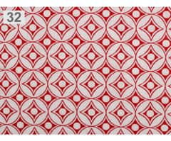 Kraftika 1m červená bavlněná látka loneta abstraktní vzory