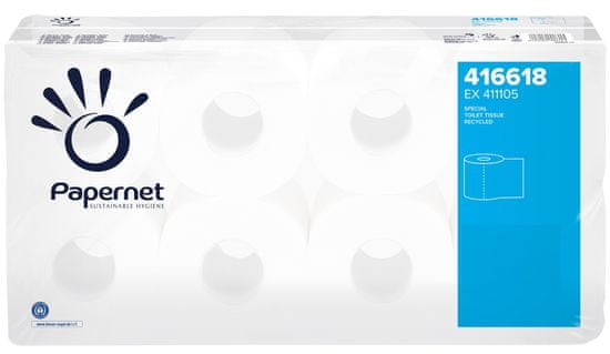 Papernet Toaletní papír 500 útržků návin 55m 2-vr.bílý extra dlouhý, 8 rolí