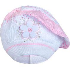 NEW BABY Pletená čepička-baret světle růžová, 104 (3-4r)