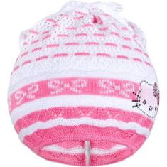 NEW BABY Pletená čepička-šátek kočička růžová, 104 (3-4r)
