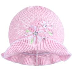 NEW BABY Pletený klobouček růžovo-bílý, 104 (3-4r)
