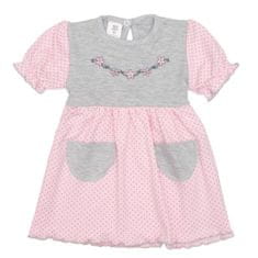 NEW BABY Kojenecké šatičky s krátkým rukávem Summer dress růžovo-šedé Velikost: 92 (18-24m)