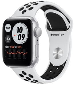 Chytré hodinky Apple Watch Nike SE (MYYH2HC/A, Retina displej stále zapnutý EKG monitorování tepu srdeční činnosti hudební přehrávač volání notifikace NFC platby Apple Pay hluk App Store
