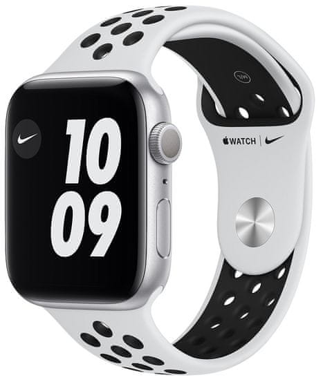 Apple Watch Nike Series 6, 44mm Silver Aluminium Case with Pure Platinum/Black Sport Band (MG293HC/A)