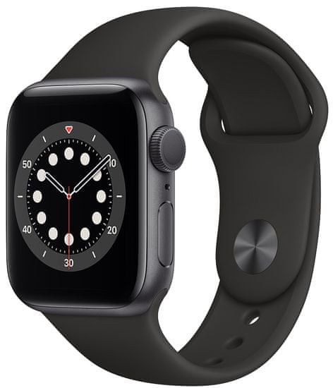 Apple Watch Series 6, 40mm Space Gray Aluminium Case with Black Sport Band (MG133HC/A)