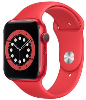 Chytré hodinky Apple Watch Series 6, Retina OLED displej stále zapnutý EKG monitorování tepu srdeční činnosti hudební přehrávač volání notifikace NFC platby Apple Pay hluk App Store okysličení prve, detekce pádu