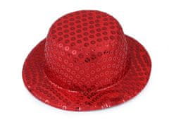 Kraftika 1ks červená mini klobouček / fascinátor s flitry k