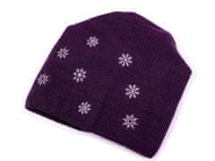 Kraftika 1ks fialová dívčí zimní čepice s vločkami, svěšená