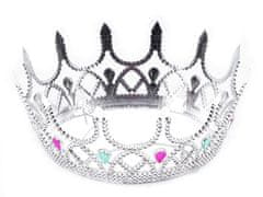 Kraftika 1ks stříbrná královská koruna karnevalová královna