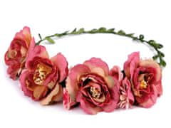 Kraftika 1ks růžová střední květinový věneček do vlasů
