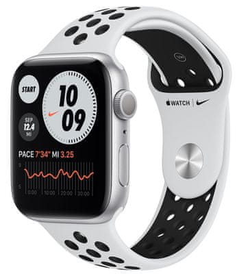 Chytré hodinky Apple Watch Nike Series 6, Retina displej stále zapnutý EKG aplikace Nike Run Club monitorování tepu srdeční činnosti hudební přehrávač volání notifikace NFC platby Apple Pay hluk App Store