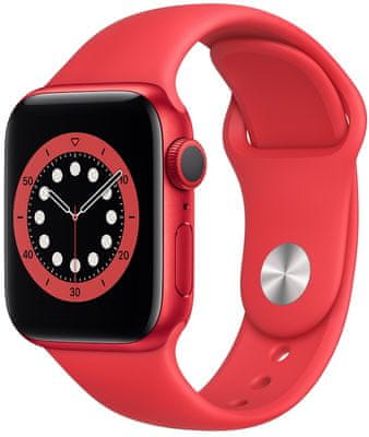 Chytré hodinky Apple Watch Series 6, Retina displej stále zapnutý EKG aplikace monitorování tepu srdeční činnosti hudební přehrávač volání notifikace NFC platby Apple Pay hluk App Store