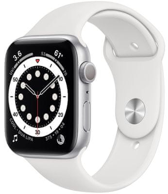Chytré hodinky Apple Watch Series 6, Retina displej stále zapnutý EKG aplikace monitorování tepu srdeční činnosti hudební přehrávač volání notifikace NFC platby Apple Pay hluk App Store