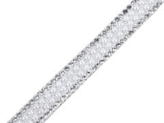 Kraftika 9m bílá prýmek s perlami a skleněnými broušenými kamínky