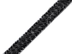 Kraftika 9m černá prýmek s perlami a skleněnými broušenými kamínky