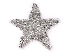Kraftika 1ks stříbrná nažehlovací hvězda s kamínky