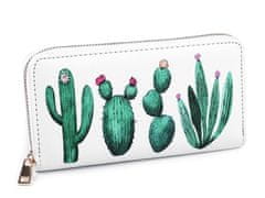 Kraftika 1ks 1 bílá dámská peněženka kaktusy 10x19 cm, peněženky