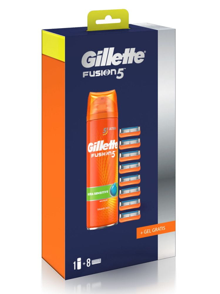 Gillette Fusion5 Holicí Hlavice 8 Ks + Fusion5 Ultra Sensitive 200 ml