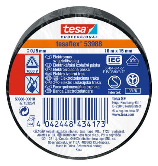 Tesa PVC elektroizolační páska (IEC 60454-3-1), černá, 10m x 15mm