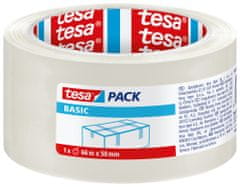 Tesa Balicí páska BASIC, základní, transparentní, 66m:50mm, kusový prodej