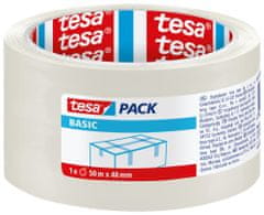 Tesa Balicí páska BASIC, základní, transparentní, 50m:48mm, kusový prodej