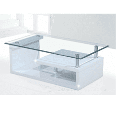 KONDELA Konferenční stolek, sklo/bílá extra vysoký lesk HG, JULIEN