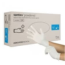 Jednorázové rukavice latexové Santex s pudrem - velikost S 100ks