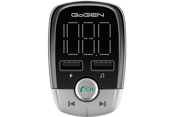 fm transmitter gogen CTR 258 BT W usb nabíjení usb přehrávání Bluetooth ve verzi 5.0 podsvícený led displej microSD slot na karty kompaktní provedení snadná montáž moderní design