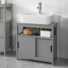 SoBuy FRG128-SG skříňka pod umyvadlo, koupelnový nábytek, koupelnová skříňka s podložkou, tmavě šedá