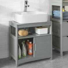 SoBuy FRG128-SG skříňka pod umyvadlo, koupelnový nábytek, koupelnová skříňka s podložkou, tmavě šedá