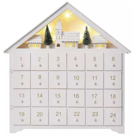 Emos LED adventní kalendář, 33x35 cm, 2x AA, vnitřní, teplá bílá B
