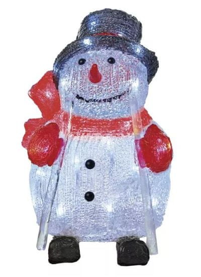 Emos LED vánoční sněhulák, 28 cm, venkovní, studená bílá, časovač