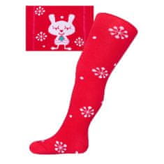NEW BABY Vánoční bavlněné punčocháčky červené s vločkami a kočičkou - 92 (18-24m)