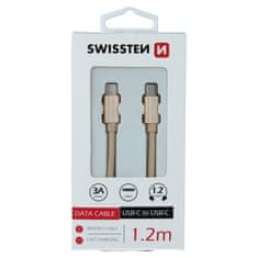 SWISSTEN Swissten textilní datový kabel Usb-C / Usb-C 1,2 M Zlatý 8595217455993