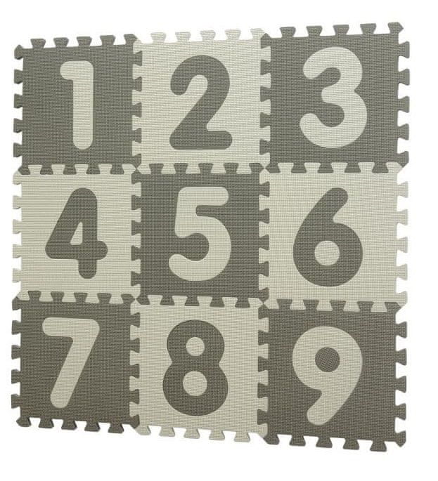 Levně BabyDan Hrací podložka puzzle Grey s čísly 90x90 cm