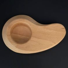AMADEA Dřevěný svícen ve tvaru ledviny, masivní dřevo, 13x9x2 cm