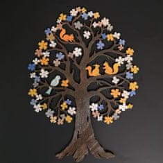 AMADEA Dřevěný strom s veverkami, barevná dekorace k zavěšení, oboustranný potisk, výška 27 cm