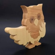 AMADEA Dřevěné puzzle sova, masivní dřevo dvou druhů dřevin, 22 cm