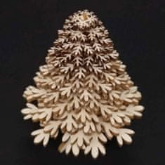 AMADEA Dřevěná dekorace 3D strom přírodní 11 cm