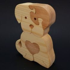 AMADEA Dřevěné puzzle pes, masivní dřevo dvou druhů dřevin,11x15x3 cm