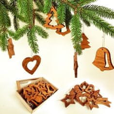 AMADEA Vánoční set 8 dřevěných ozdob z masivu + krabička