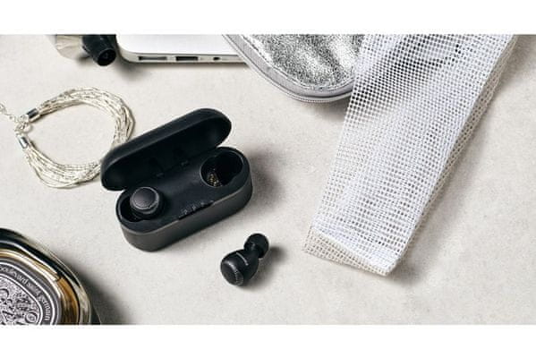 výkonná true wireless sluchátka panasonic RZ-S300WE neodymový magnet 6mm měniče Bluetooth 5.0 dosah 10 m skvělý zvuk hlasové ovládání ovládání mobilní aplikací mems mikrofony pro čisté hovory