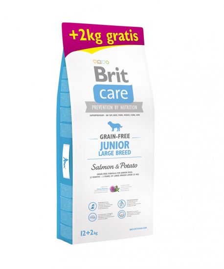 Brit Care Grain-free Junior Large Breed Salmon & Potato 12 + 2 kg